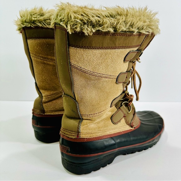 🎀 KHOMBU WOMENS SHERPA STYLE WINTER SNOW BOOTS SIZE 9 GREAT COND LOTS OF LIFE - Picture 2 of 9